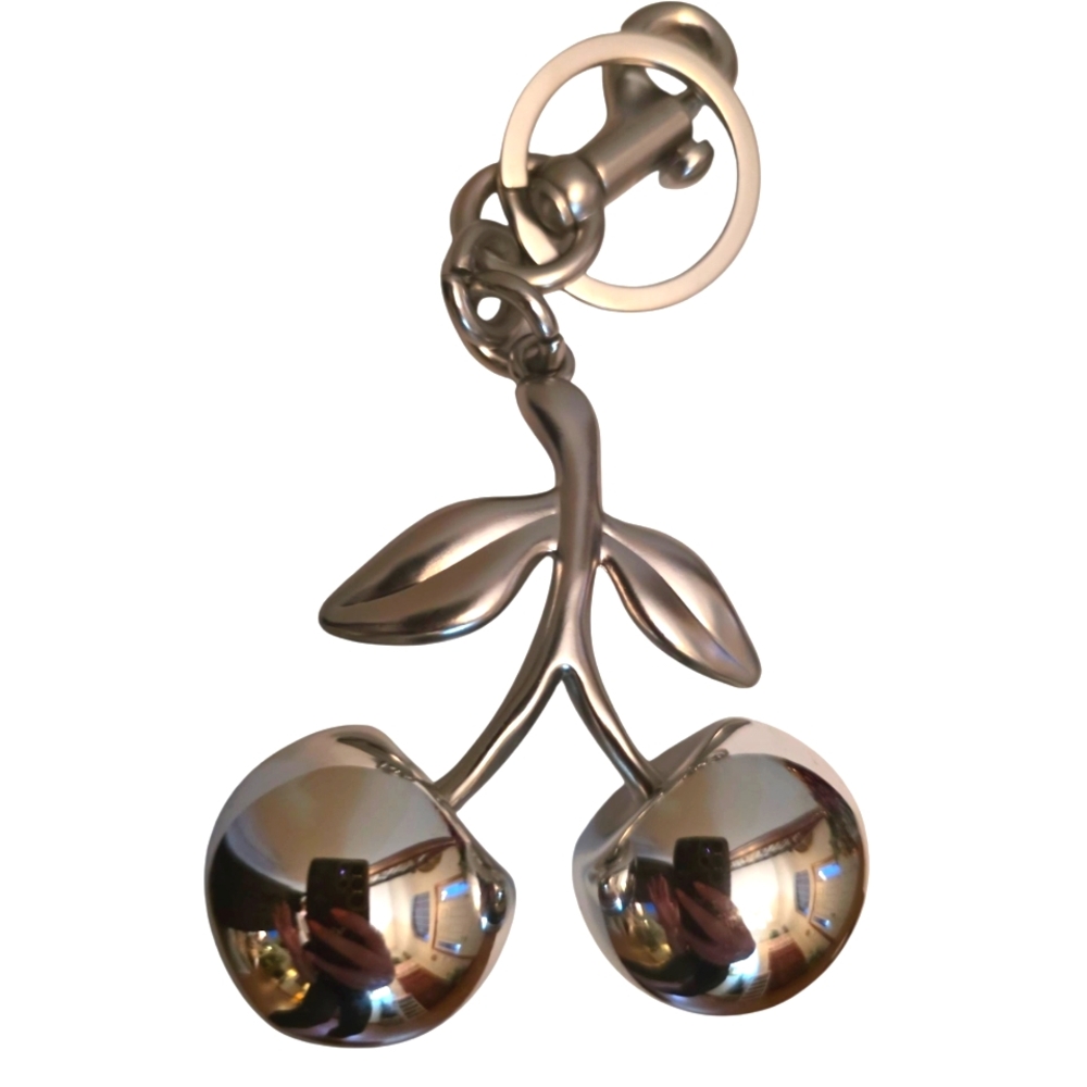 Silver Monochrome Metallic Cherry Charm Matte Silver Accents